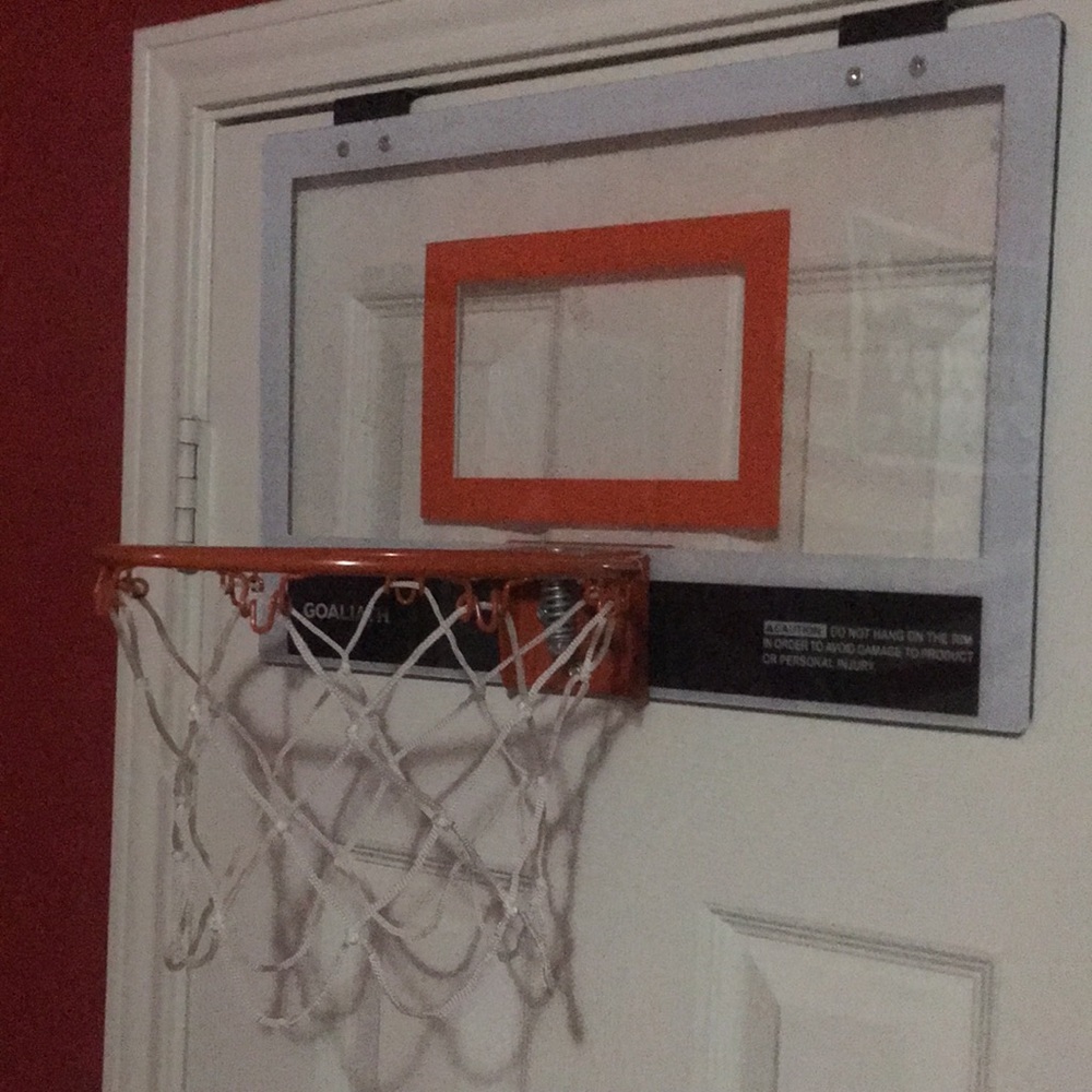 Basketball Mini Goal & Backboard hangs on door w Spring Tension Rim EUC
